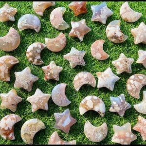 Flower agate crystal— Moon 🌙 & Star ⭐️